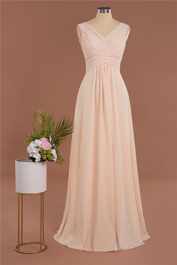 Elegant V-Neck Ruffles Simple Formal Dresses