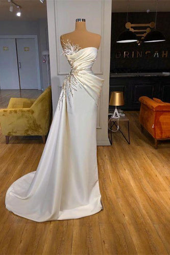 Elegant White Princess Sleeveless Long Mermaid Prom Dresses