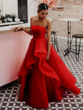 Elisa |Light Pink A Line Strapless Organza Prom Dress