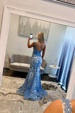 Elise | Gorgeous Mermaid Scoop Neck Blue Lace Prom Dress