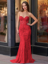 Evie |Mermaid Sweetheart Neck Lace Long Prom Dress With Appliques