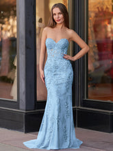 Evie |Mermaid Sweetheart Neck Lace Long Prom Dress With Appliques