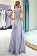 Excellent Long A-line Jewel Tulle Lace Evening Dress