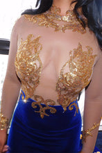 Fabulous High-neck Transparent lace Long Sleeve Appliques Lace Mermaid Prom Dresses