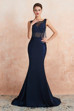 Fascinating Long Mermaid Jewel Satin Evening Dress