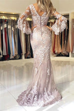 Fashion Evening Dresses Long Lace With Sleeves Floor-Length Evening Wear Prom Dresses