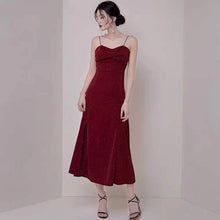 Wine red party dress spaghetti straps evening dress high slit prom dress backless formal dress custom made Y1140