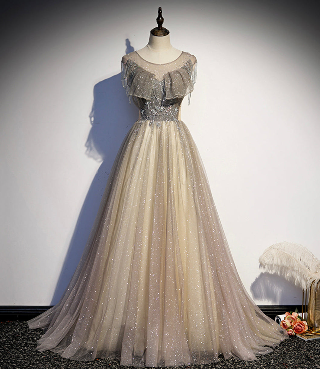 Stylish tulle long prom dress A line evening dress s108