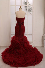 Red mermaid long prom dresses,gorgeous evening dresses,sweetheart strapless evening dresses Y1441