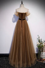 Cute tulle long prom dress A line evening dress s62