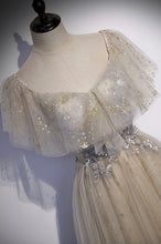 Cute tulle sequins long prom dress evening dress s60
