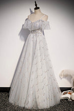 Stylish tulle sequins long A line prom dress evening dress s71
