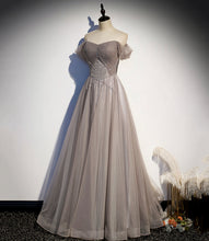 Elegant tulle lace long prom dress A line evening gown s67