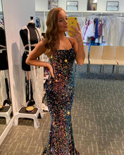 Sparkly Mermaid Scoop Neck Sequins Long Prom Evening Dress Y1634