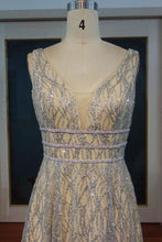 Floor Length A-line Sequined Sleeveless Silver Patterns Prom Dresses