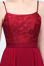 Floor Length Lace Appliques A-line Spaghetti Prom Dresses