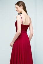 Floor Length Lace Appliques A-line Spaghetti Prom Dresses