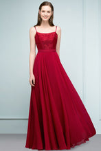 Floor Length Lace Appliques A-line Spaghetti Prom Dresses