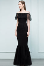 Floor Length Off-shoulder Mermaid Lace Tulle Prom Dresses