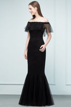 Floor Length Off-shoulder Mermaid Lace Tulle Prom Dresses