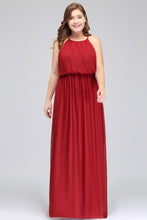 Floor Length Sleeveless A-Line Straps Plus size Evening Dresses with Ruffles