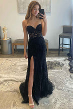 Nyomi |Mermaid Strapless Corset Lace Prom Dress with Slit