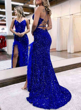 Kadrina |Mermaid V Neck Sequins Long Prom Dress with Slit