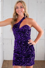 Sheath Asymmetrical One Shoulder Sequins Homecoming Dress