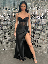 Genie | Sheer Corset Dark Green Beaded Mermaid Long Formal Dress