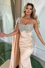 Glamorous Long Mermaid One Shoulder Beading Sleeveless Designer Prom Dress