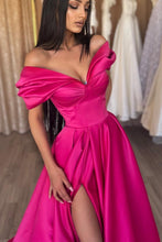 Glamorous Off The Shoulder Split Ruffles A-Line Prom Dresses