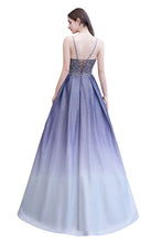 Glamous Spaghetti Ombre Purple Sparkly A-line Party Dress