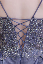 Glamous Spaghetti Ombre Purple Sparkly A-line Party Dress