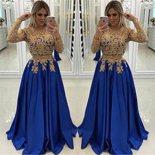 Gold Beads Lace Appliques Evening Dress with Sleeves