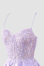 Gorgeous A Line Spaghetti Straps Royal Blue Corset Homecoming Dress with Appliques