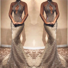Gorgeous Long Mermaid Sexy Lace Sequined Sleeveless Prom Dress