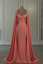 Gorgeous Mermaid Chiffon Off-The-Shoulder Cap Sleeve Prom Dresses With Rhinestone