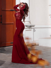 Gorgeous Mermaid Elastic Woven Satin Applique Off-the-Shoulder Long Sleeves Prom Dresses