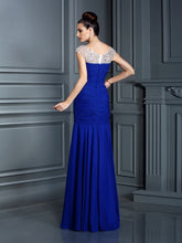 Gorgeous Mermaid Scoop Beading Sleeveless Long Chiffon Prom Dresses