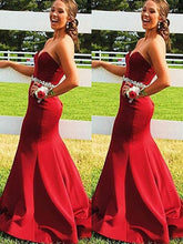 Gorgeous Mermaid Sleeveless Sweetheart Satin Beading Prom Dresses