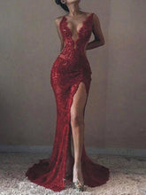 Gorgeous Mermaid Sleeveless V-neck Lace Tulle Prom Dresses