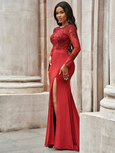 Gorgeous Mermaid Spandex Applique Scoop Long Sleeves Prom Dresses