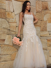 Gorgeous Mermaid Tulle Applique Sleeveless Spaghetti Straps Floor-Length Prom Dresses