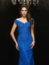 Gorgeous Mermaid V-neck Lace Sleeveless Long Lace Mother of the Bride Prom Dresses