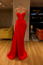 Gorgeous Spaghetti Strap Unique Round Cup High Split Red Prom Dress