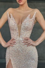 Gorgeous V-neck Sleeveless Long Mermaid Prom Dress With Slit