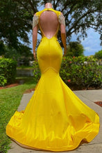 Gorgeous Yellow Tassel Off-The-Shoulder Beading Prom Dress with Ruffles
