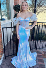 Gwenda | Black Sequin Feather Sheer Bodice Trumpet Long Gown