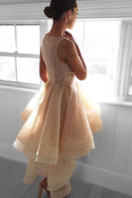 High Low Peach Lace Short Homecoming Dress Party Dresses PG142