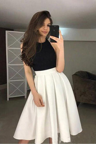 High Halter Neck Homecoming Dresses Pleated Skirt Graduation Dress PD343